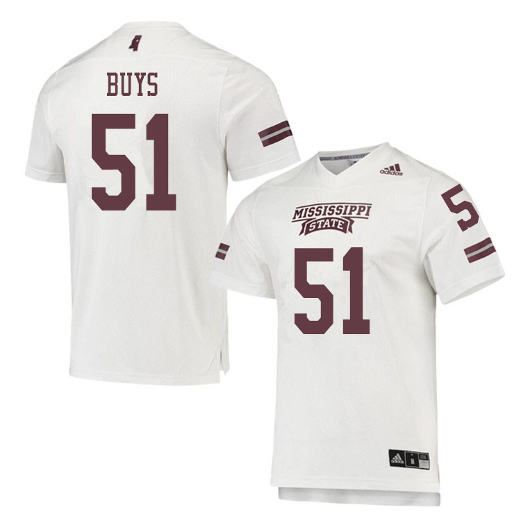 Men #51 Reed Buys Mississippi State Bulldogs College Football Jerseys Sale-White